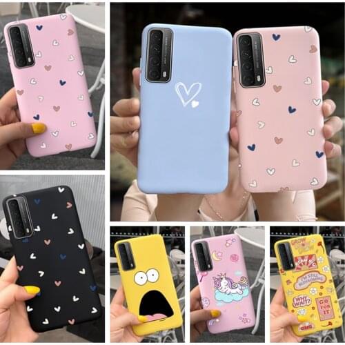 Candy Silicone Love-Heart Cartoon Cover For Huawei P Smart 2021 Soft TPU Phone Funda For Coque Huawei PSmart 2021 Y7A PPA-LX2