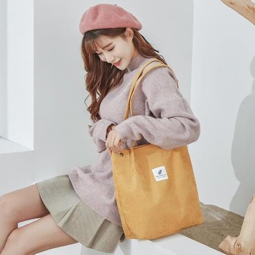 Bags for Women 2021 Corduroy Shoulder Bag Reusable Shopping Bags Casual Tote Female Handbag for A Certain Number of Dropshipping
