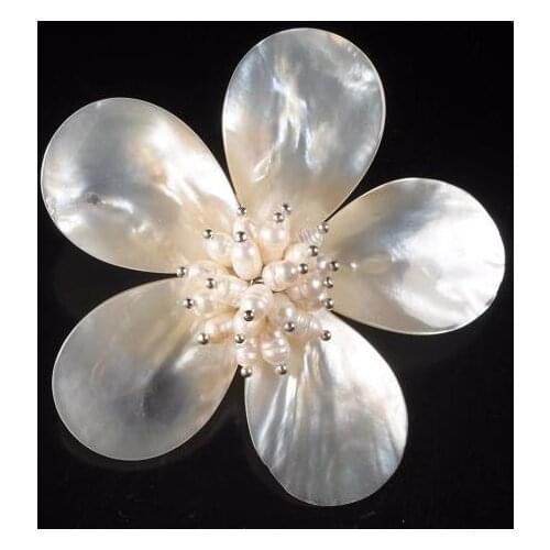 Wholesale Handwork Pearl Jewellery,Wedding Birthday Party Women Gift Brooch,White Shell Pearl Flower Pin Brooch Pendant