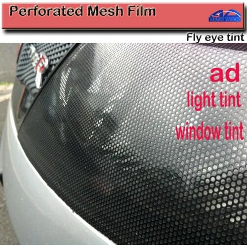 Top Quality Perforated Mesh Film Black Fly Eye Tint Tail Light Tint Car Window Tint size:1.07x50m FedEx Free shipping