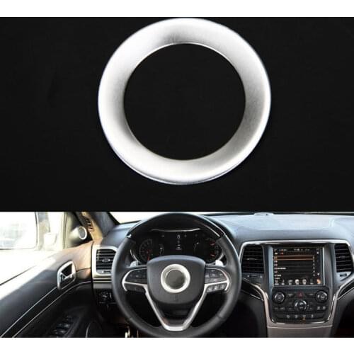 YAQUICKA 1PC Silver Aluminum Car Steering Wheel Cover Trim Ring Fit For Grand Cherokee Cherokee 2014 2015 2016