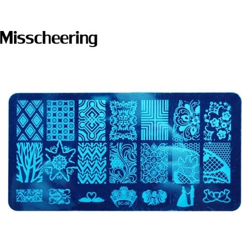 1pcs New BC Series Lace Flowers Design Nail Art Image Plates Polish Print Steel Stamping Template DIY Nail Stamp Tools