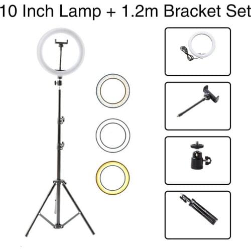 10" LED Ring Light Photographic Selfie Ring Light With Stand For Youtube Makeup Video Studio Tripod Ring Light For Smartphone