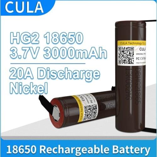 18650HG2 3.6V discharge 20A CULA new HG2 18650 3000mAh battery dedicated For hg2 batteries + DIY Nickel