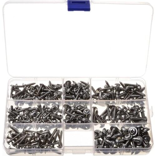 340Pcs M3/M4 Phillips Screws Truss Stainless Steel Set Round Head Cross PWA Self-tapping Screw Fastener For Woodworking
