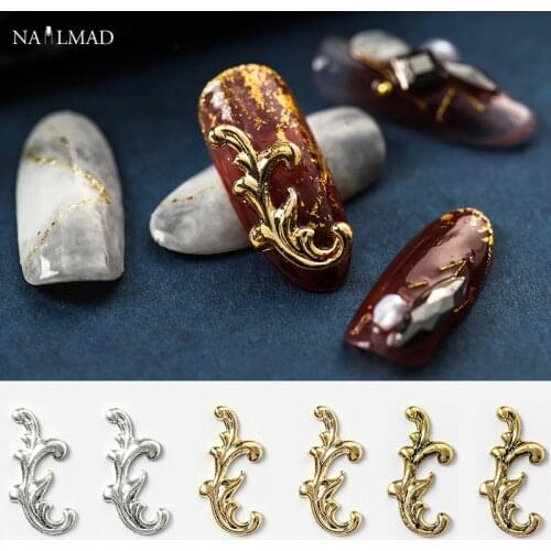 5pcs Metal 3D Nail Charms Swirls Shaped Nail Studs Vintage Nail Jewelry Nail Art Decoration DIY Accessory Tools
