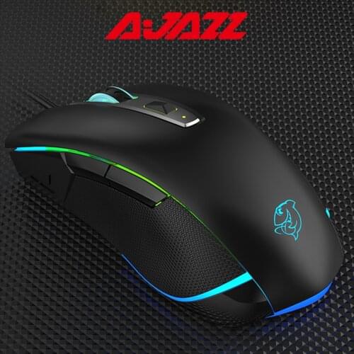 Ajazz Programmable Wired Gaming Mouse Ergonomic Optical Sensor Backlight Mouse Adjustable DPl USB Mice for PC Laptop Notebook