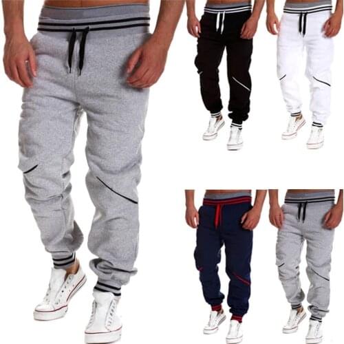New Casual Pants Men Drawstring Elastic Waist Joggers Men Sweatpants Solid Mid Waist Men Trousers Streetwear Pantalones Hombre