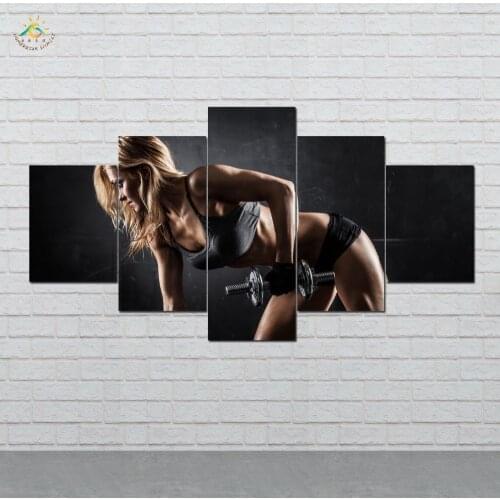 Fitness Girl Modern Canvas Art Prints Poster Wall Painting Home Decoration Artwork Wall Art Pictures for Bedroom 5 PIECES
