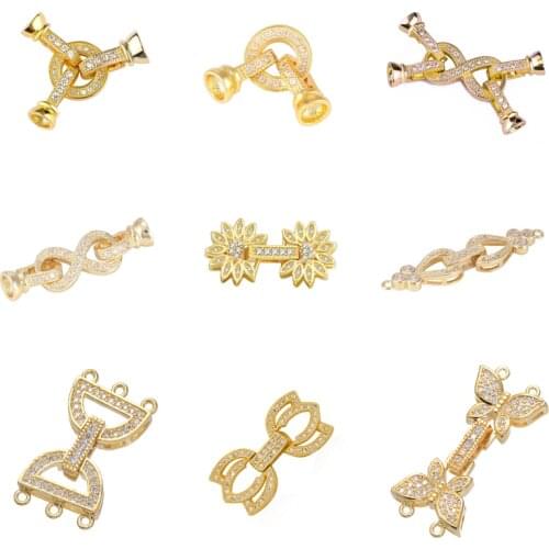 Juya DIY Decoration Connector Fastener Buckle Clasp Accessories For Women Luxury Needlework Pearls Beads Jewelry Making Supplies