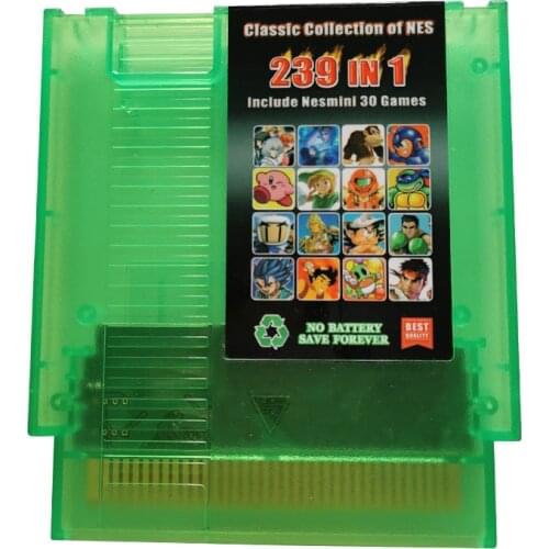 239 in1 NES 72 Pin Transparent Green Video Game Cartridge