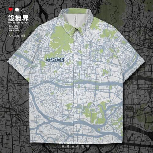 Chinese china Guangdong Guangzhou Canton Kwangchow City Map Short-Sleeved shirt fashion Printed Oversized Tops Summer Clothes