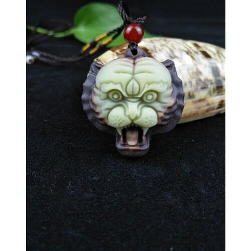 Certificate Chinese Natural Purple Robed Jade Tiger head Pendant Necklace Hand-Carved Jewelry Woman Lucky Gifts Amulet