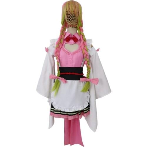 Newest Demon Slayer Cosplay Kimetsu No Yaiba Tanjirou Kamado Nezuko Maid Solid Color Costume High Quality Uniforms Skirt Set