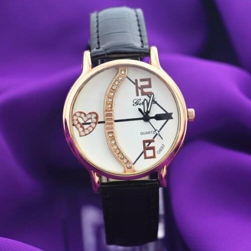 PVC leather band,Gold plate alloy round case,crystal deco under glass,quartz movement,gerryda fashion woman lady leather watches