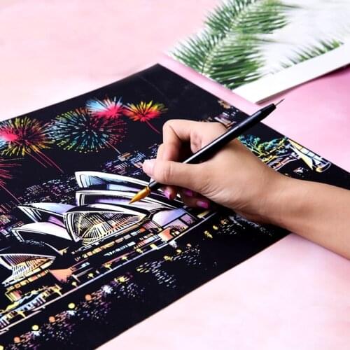 Painting decorative paint Scraping drawing paper from scratch of the world of Tourism pictures home decor birthday gift
