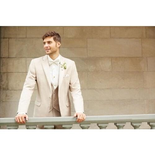 2015 Best Selling High Quality Romantic Styles Beige Coat Of Wedding/Party Business/Formal/Smoking Suits Cheap Groom Tuxedos