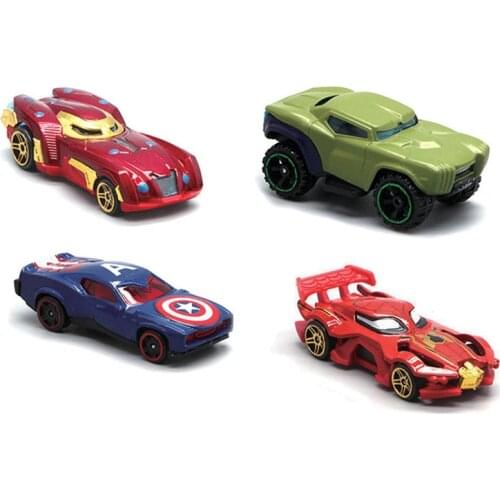 Disney Marvel Avengers Superhero Iron Man Spiderman Captain America Mini Toy Car Baby Boy Birthday Gift Action Figures Model