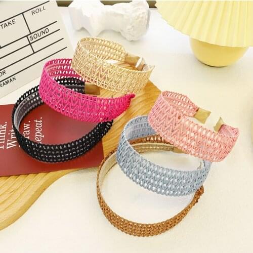 Fashion Headband Solid Color Braided Broad-brimmed Hairband Woman Plastic Toothed Headgear Ladies Hair Bundle Hair Accessories