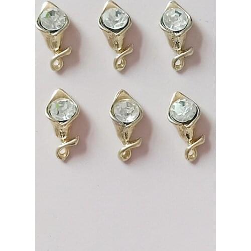 20 PCS 14*19mm Fashion Metal Alloy Crystal Rhinestone Flowers Pendant Charm DIY Jewelry Accessories