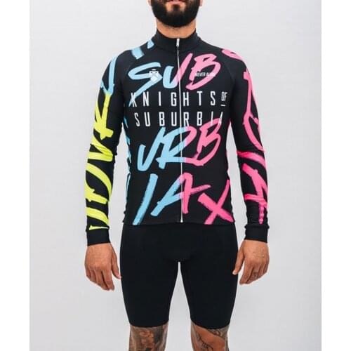 Knights Of Suburbia Mens Long Sleeve Jerseys And Bib Shorts Suits Ropa Ciclismo Hombre Bicicleta Apparel Sprotsewar Uniforme