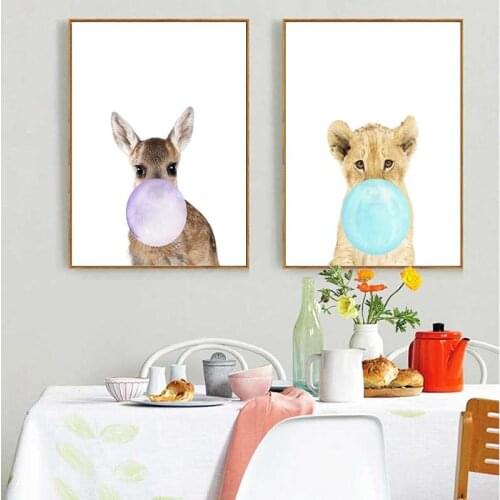 Wall Art Posters And Prints Lion Cat Balloon Canvas Painting Animals Nordic Poster Wall Art Pictures Kids Room Decor