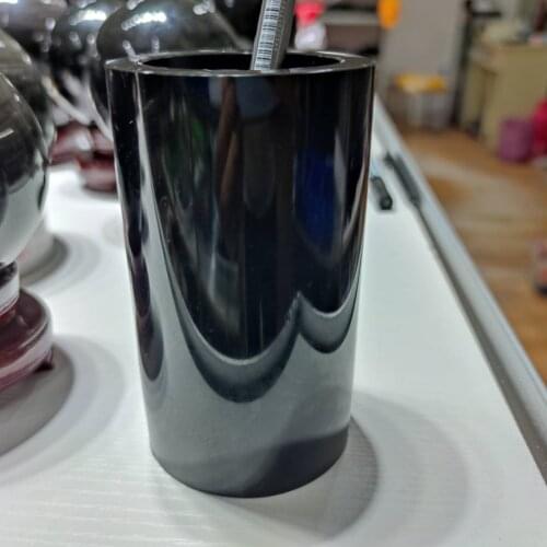 Natural Black Obsidian Quartz Crystal Stone Pen holder Polished Healing Stone Home Decoration pen case brush pot