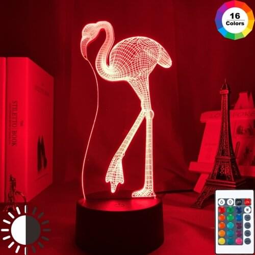 3d Illusion Acrylic Night Lamp Flamingo Color Changing Touch Sensor Nightlight for Bedroom Decor Kids Child Baby Led Night Light