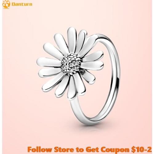 2020 New 925 Sterling Silver Pave Daisy Flower Statement Ring Sparkling Rings for Women Engagement Jewelry Anniversary