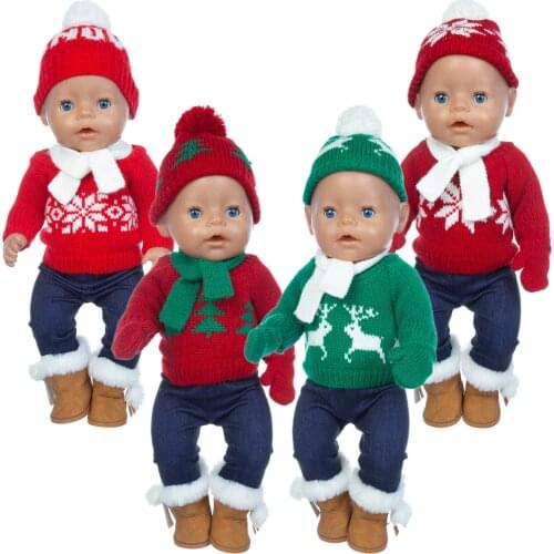 New Sweater Suit Fit 17inch 43cm Doll Clothes Born Baby Suit For Baby Birthday Festival Gift