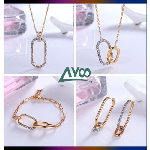 SWA Fashion Jewelry 1:1,Charming Time Interlocking Adjustable Bracelet Necklace Earring Set Elegant Gift for Women with Logo