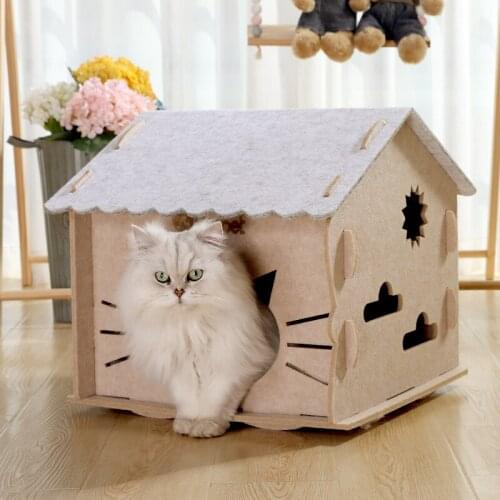 Cat Ottoman Cat Litter Closed Loves Cabin Warm In Winter All Seasons Universal Cat Litter House Villa Small Dog Kennel Felt