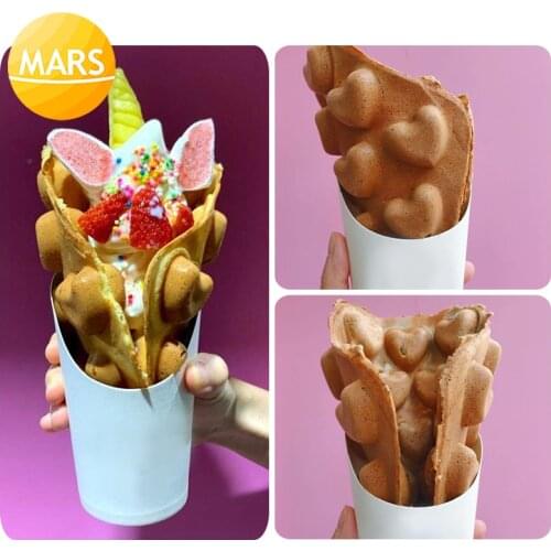 Hong Kong Heart Bubble Egg Waffle Maker Commercial Ice Cream Eggettes Puff Iron Baker Machine 110V 220V Bubble Egg Cake Oven