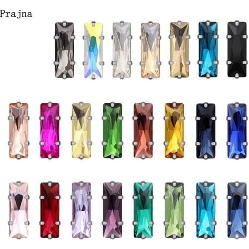 Prajna Sew On Rhinestone Rectangle Glitter Crystal Claw Diy Woman Dress Stones For Wedding Decortion Shoes Jewelry Accessories