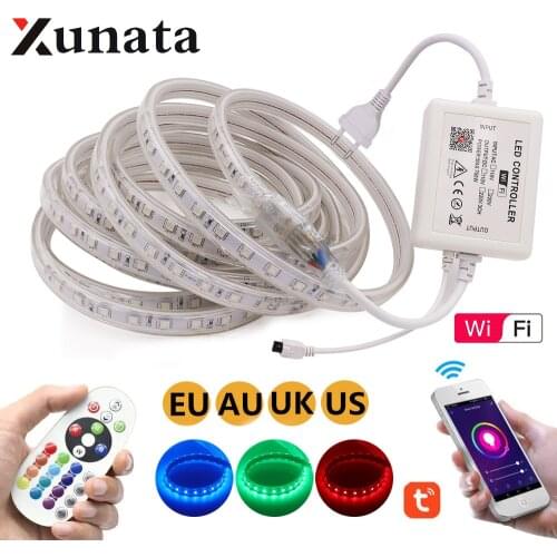 RGB LED Strip WIFI Control Light Lamp 750W Controller+24key Remote Flexible Tape LED Rope Light EU UK AU 220V US 110V 1m-100m