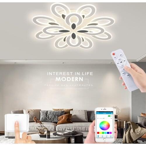 Modern LED light intelligent remote control ceiling light petal dimming light bedroom villa restaurant hotel lobby mall lighting