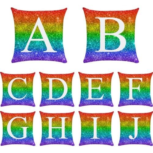 Stylish Cushion Cover 45x45cm Rainbow Colorful Letter Home Bedroom Sofa Decor Polyester Peach Skin Pillow Cases ZY908