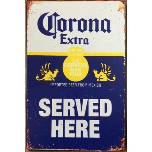 Corona Beer Served Here Vintage Retro Metal Tin Sign Decor Pub Home Door Vintage Wall Art Poster Plaque