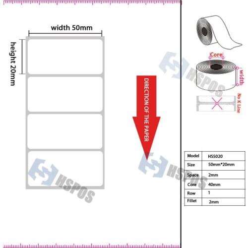 High quality thermal label 50mmx20mm printer sticker paper 600pcs one roll support customized logo self adhesive printing papel