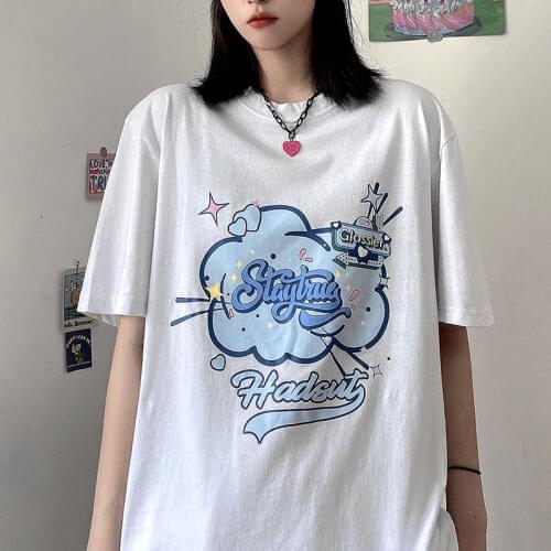 Hip Hop Streetwear Letter Print Woman Tshirts Cotton Material Basic Graphid T Shirts 2021 Summer Plus Size Harajuku Fashion Tops