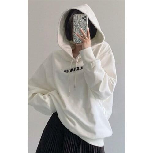 High Street Brand JlL Letter Logo Simple Style White Oversized Hoodie Mens Hoodies Kawaii Womens Clothing Womens Sweatshirt