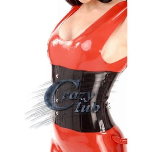Crazy club_Women Latex Corsets Female Clothes Latex corset simple type sexy rubber latex underwear black latex bodysuit Top Sal