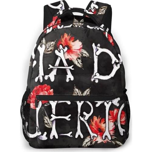 Women Backpack Kids School Bag for Teenage Girls Dia De Muertos Lettering With Bones Laptop Notebook Bagpack Travel Back Pack