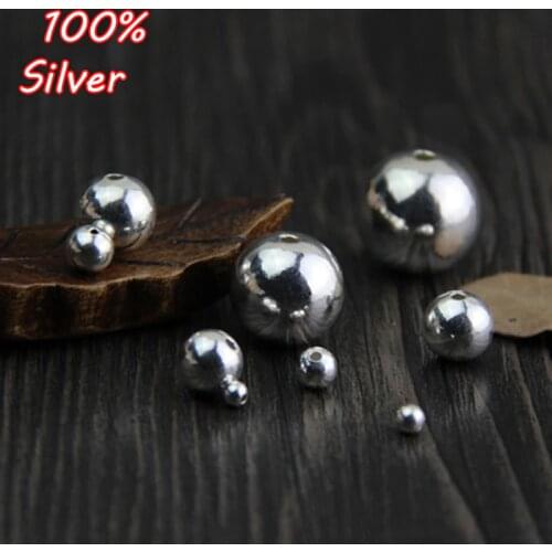 10pcs 100% S925 Sterling Silver Color DIY Handmade Accessories Ball Crimp Beads Jewelry Wholesale