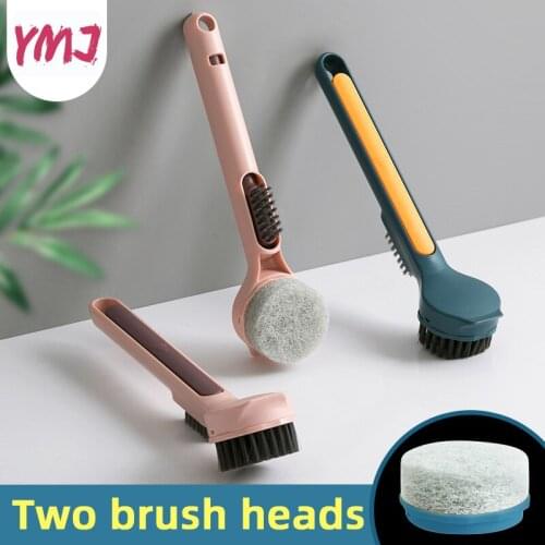 3in1 Cleaning Brush Long Handle Multifunction Descaling Knife Pan Pot Dish Bowl Washing Brush Household Kitchen Cleaning Tools