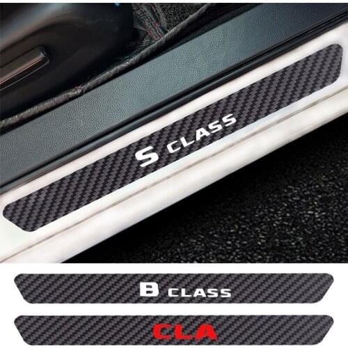 4PCS Car Door Sill Anti kick Stickers Carbon Fiber Auto Door Sticker For Benz A B C E R V S Class CLA CLS SLC CITAN SPRINTER