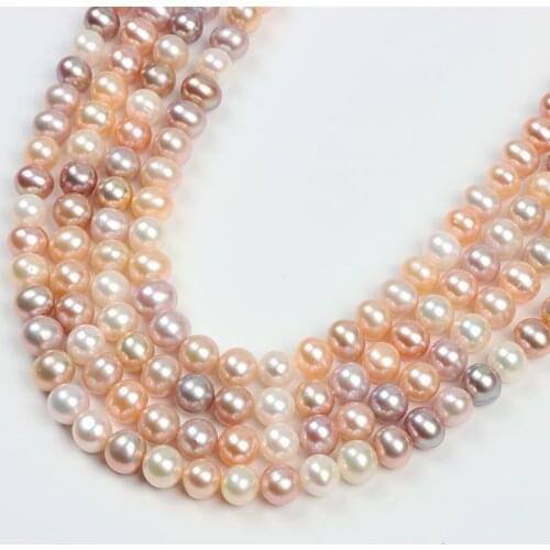 8MM 48Pcs/Strand Mix Colors 100% Natural Freshwater Pearl Loose Beads Earring Charms DIY Jewelry Makings Findings Accessories