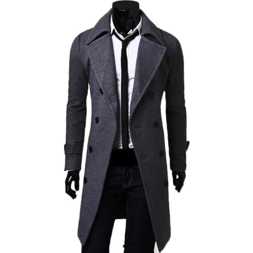 50% New Arrival !!!Fashion Men Solid Color Long Sleeve Lapel Button Slim Fits Overcoat Coat Outwear