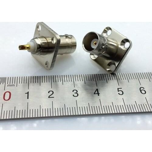 50ohm BNC Female 4 hold Panel Chassis Mount Flange Deck Mount BNC coaxial RF Connector 5pcs/lot