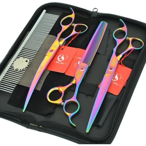 8.0" Professional Dog Grooming Kit for Maltese Pet Straight Curved Cutting scissors Groomer Thinning Shear Animal tijeras B0051A